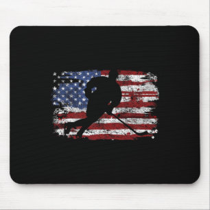 Eishockeyspieler USA Amerikanische Flagge 4. Juli Mousepad