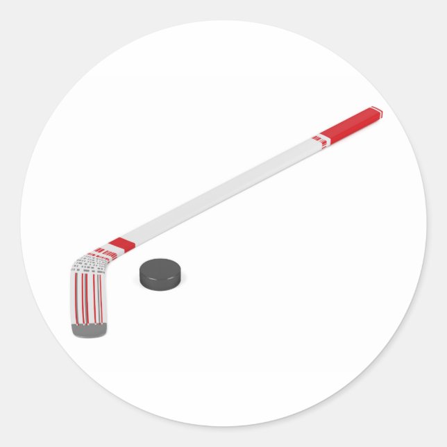 Eishockeystick und -puffer runder aufkleber (Vorderseite)