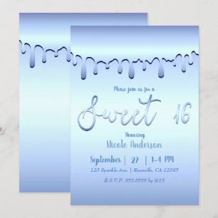 Eisig blaue Tropfen Winterwunderland Sweet 16 Sech Einladung