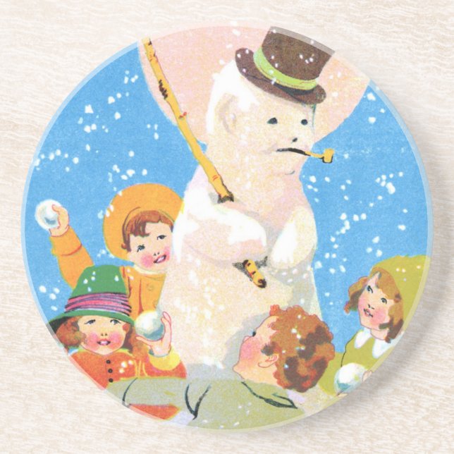 Eisig der Schneemann und die Kinder Getränkeuntersetzer (Vorne)