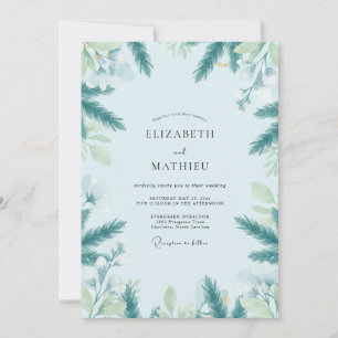 Eisig-grüne immergrüne Eukalyptus-Hochzeit Einladung