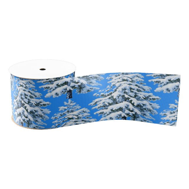 Eisige Baumträume Schneewald Ripsband (Spule)