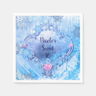 Eisige Eis- und Schneeflocken Winter-Wunderland-Pa Serviette