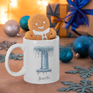 Eisige Eiszapfen-Buchstabe I Personalisierter Wint Kaffeetasse