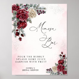 Eisige Rosen Winter Brautparty Mimosa Bar Schild