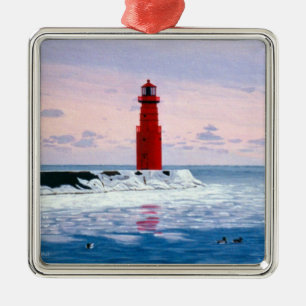 Eisige Wasser-Leuchtturm-Verzierung Silbernes Ornament