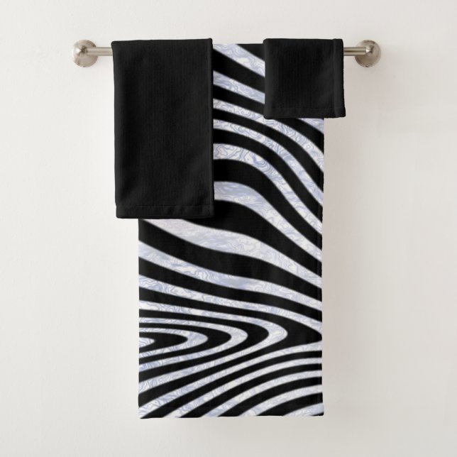 Eisige Zebra-Streifen Badhandtuch Set (Insitu)
