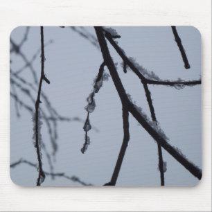 Eisige Zweige Winter Naturfotografie Mousepad