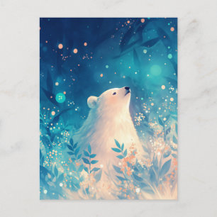 Eisiger Eisbär im ätherischen blauen Garten Postkarte