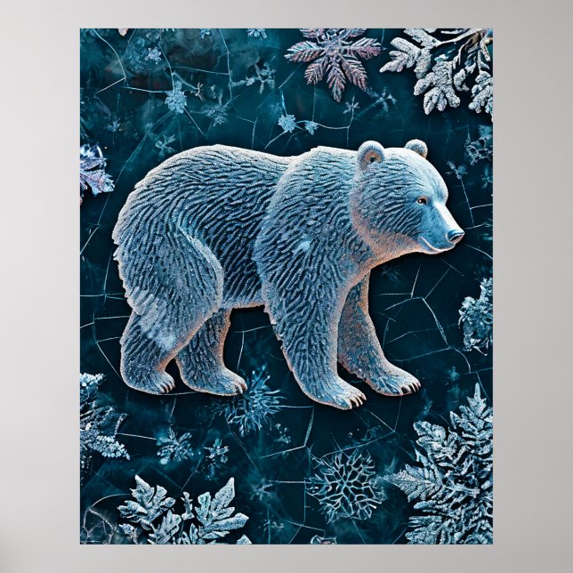 Eisiger Eisbär Kristall Arktisches Tier Poster (Vorne)