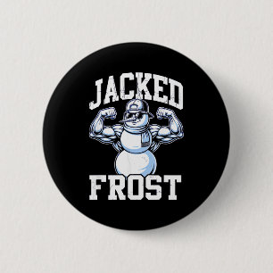 Eisiger Frost Muskelmann Schneemann Vintage Fitnes Button