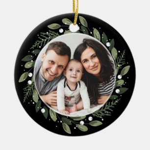 Eisiger grüner Kranz Keramik Ornament