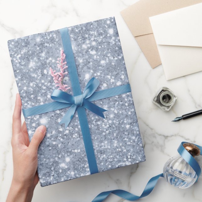Eisiger Silberfrost Glitter Weiß Glitter-Muster Geschenkpapier (Schenken)