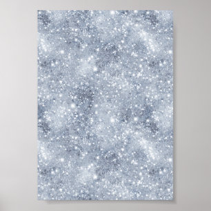 Eisiger Silberfrost Glitter Weiß Glitter Muster Poster