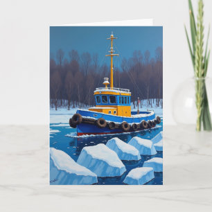 Eisiger Vatertag Boot Kunstkarte Karte