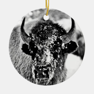 Eisiger Yellowstone-Bison Keramikornament