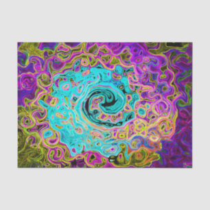 Eisiges Aqua-Blau Groovy Abstrakt Retro Flüssig Wi Seidenpapier