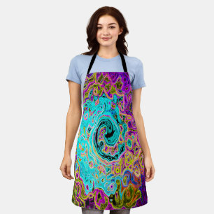 Eisiges Aqua-Blau Groovy Abstrakter Retro-Flüssigk Schürze