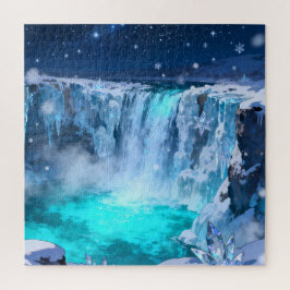 Eisiges Kristallwasserfall-Puzzle Puzzle