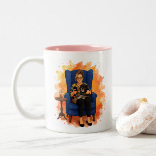Eiskaffee, ein Fellbaby und ein Buch-Talk-Podcast- Zweifarbige Tasse