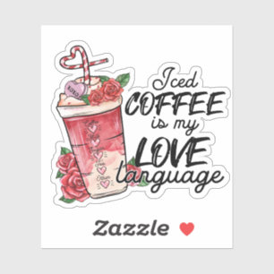 Eiskaffee Liebessprache Pink Rot Valentinstag Aufkleber
