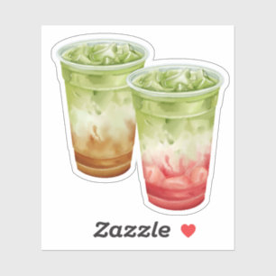 Eiskaffee und Erdbeer-Matcha-Bestenfreundinnen-Auf Aufkleber