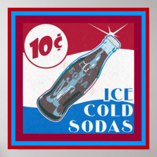 Eiskalte Limonaden Vintage-Werbeplakat Poster