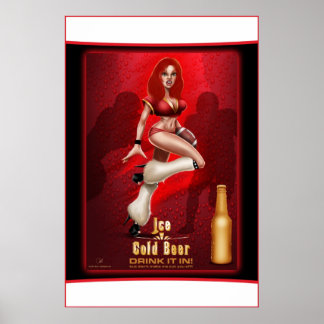 Eiskalter Bierfußball Pinup Girl Poster