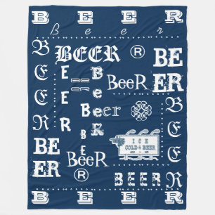 Eiskaltes Bier-Zeichen-Weiß und Blau Fleecedecke