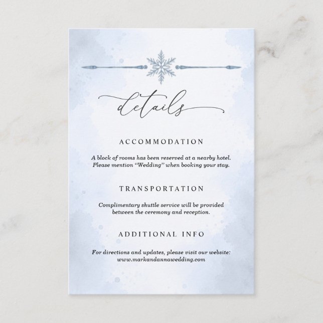 Eiskarte mit Birken für die Hochzeit Begleitkarte (Vorderseite)
