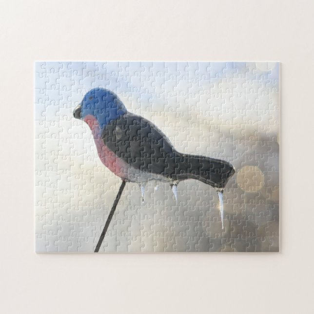 Eisklänge auf Vogelrasen - Ornament Wintersturm Puzzle (Horizontal)