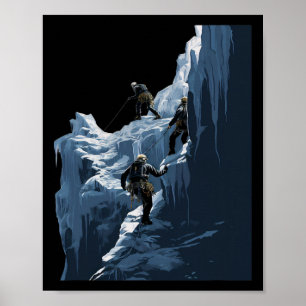 Eisklettern Eiskletterer Gefrorener Fels Schneebir Poster