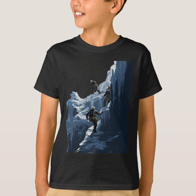 Eisklettern Eiskletterer Gefrorener Fels Schneebir T-Shirt (Vorderseite)