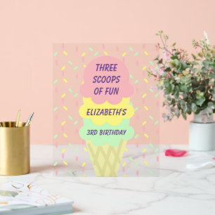 Eiskrem 3. Geburtstag Acrylschild