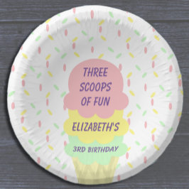 Eiskrem 3. Geburtstag Pappteller