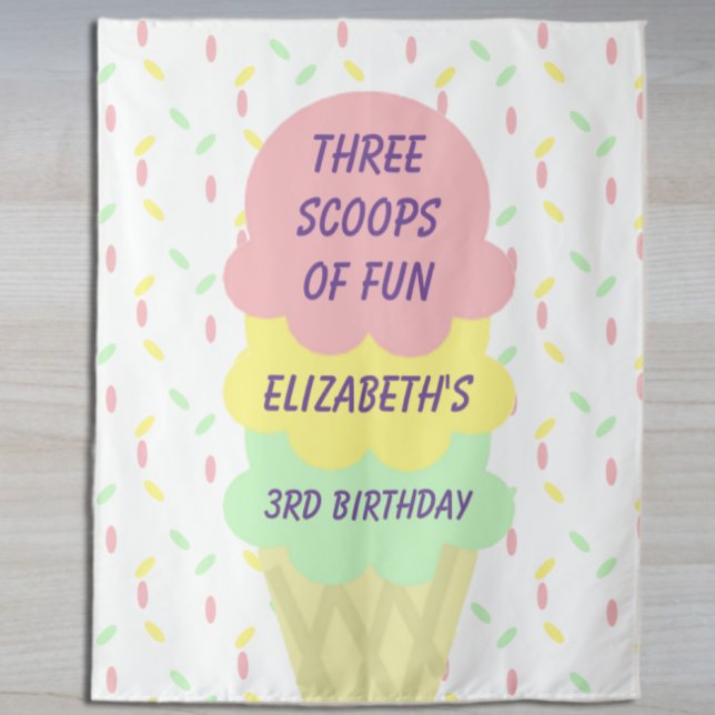 Eiskrem 3. Geburtstag Wandteppich (Von Creator hochgeladen)