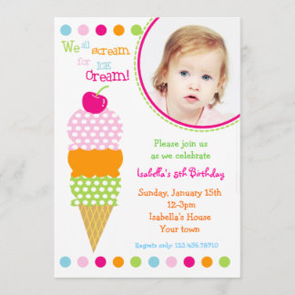 Eiskrem Foto Geburtstagsparty Einladungen