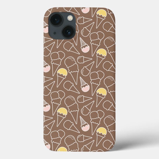 Eiskrem-Kronmuster auf braunem Boden Case-Mate iPhone Hülle (Rückseite)
