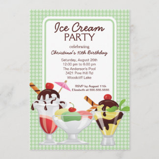 Eiskrem Sonntag Geburtstagsparty Einladung