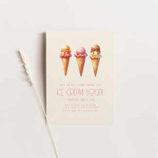 Eiskrem Soziales Sommer-Party Einladung