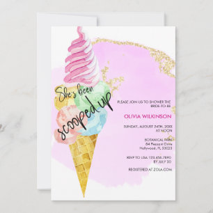 Eiskugel   Goldrosa Glitter-Brautparty Einladung