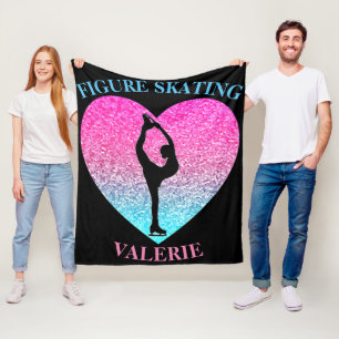 Eiskunstlauf-Plüschdecke mit personalisiertem Name Fleecedecke