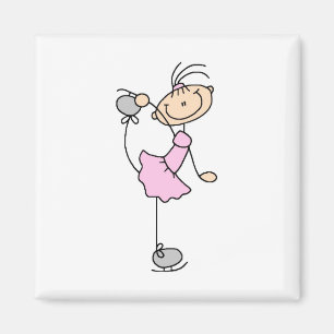 Eiskunstläuferin im rosa Kleid T-Shirts und Gesche Magnet