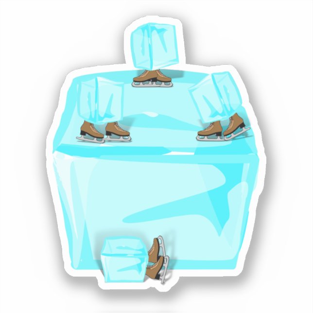 Eislauf Eiswürfel Aufkleber (Vorderseite)