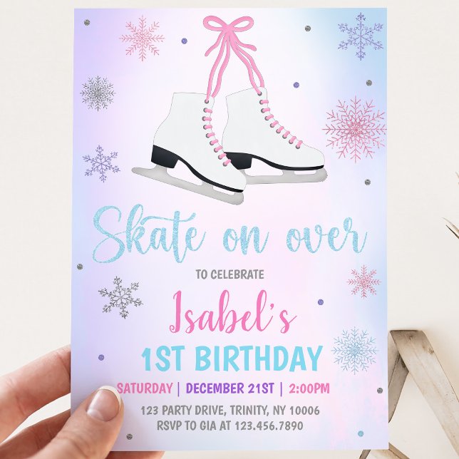 Eislauf-Mädchen-Geburtstag Einladung (Von Creator hochgeladen)