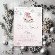 Eislauf-Winter-Geburtstagsfeier Silber-Glitter