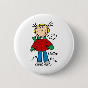 Eislaufen an einem kalten Wintertag Knopf Button
