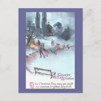 Eislaufen bei Mondlicht Vintage Weihnachten