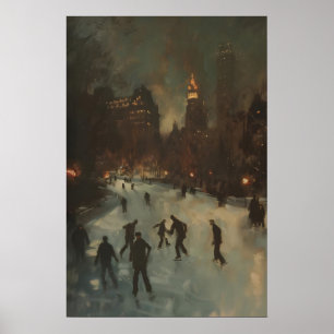 Eislaufen im City Central Park, Vintage Poster
