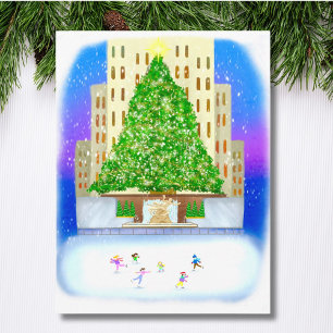 Eislaufen im Rockefeller Center Postkarte